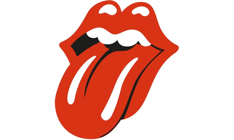 Image of the famous and classic Rolling Stones logo - red lips and tongue on a white background.